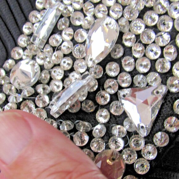 EUC $595 Jovani Black Textured Long Slv fitted sheath Midi Dress beaded cuff 4 - Picture 14 of 14